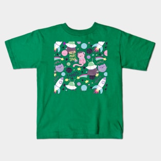 Stars, Rockets and Cats, Oh My! Kids T-Shirt